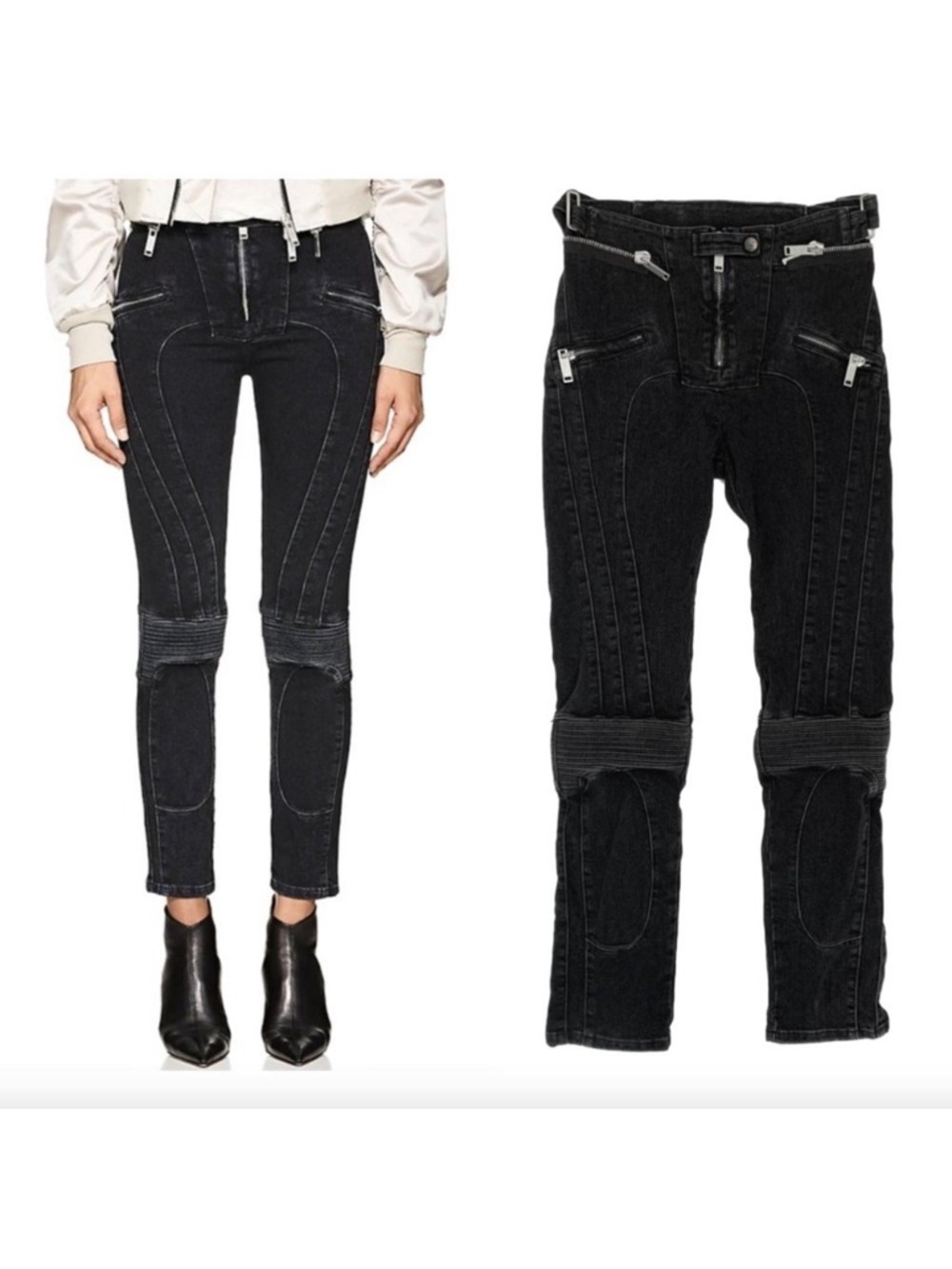 Unravel Project Skinny Moto Jeans‎ Zipper Distressed Black 29 EUC